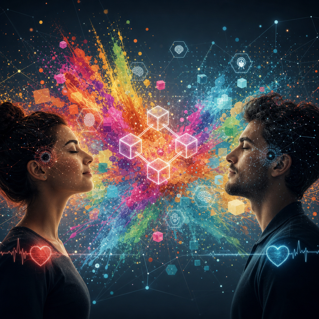 Explosión creativa con sensores biométricos y blockchain en interacción emocional digital