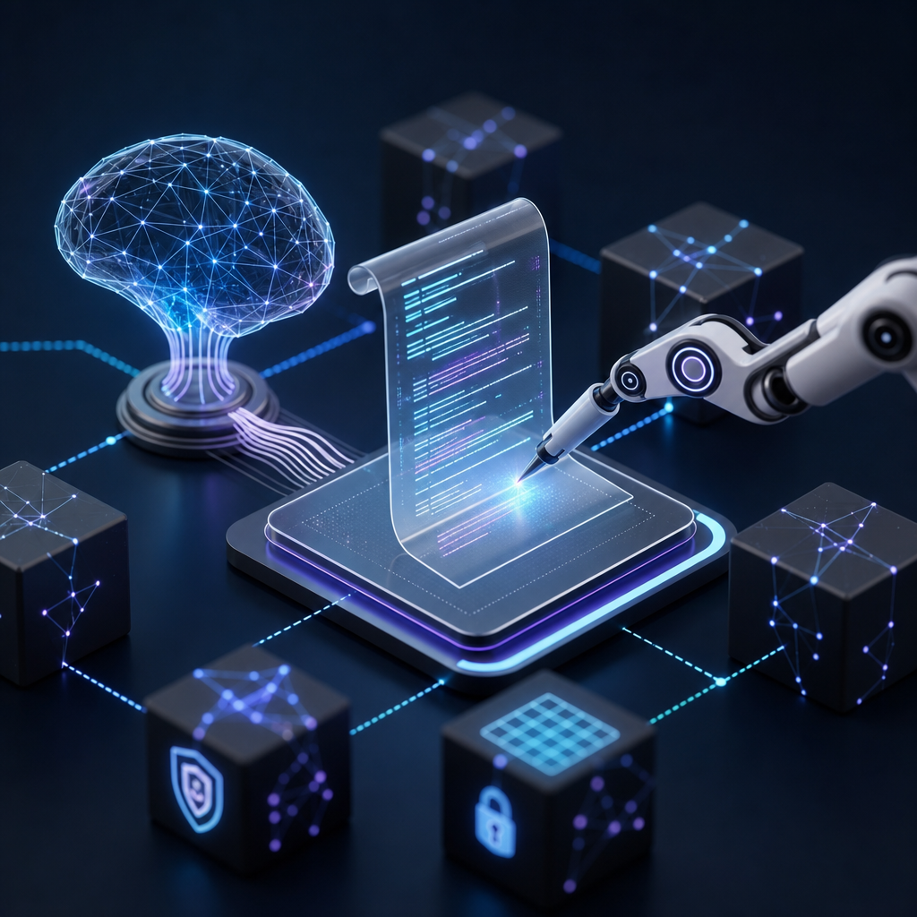 Desarrollo de smart contracts dinámicos con inteligencia artificial y aprendizaje automático, estilo editorial moderno in SMART CONTRACTS