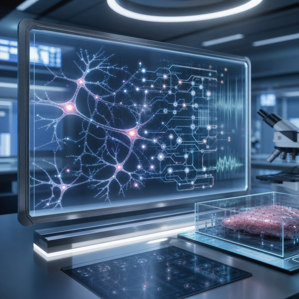 Imágenes de redes neuronales analógicas con señales biológicas en un entorno futurista de investigación