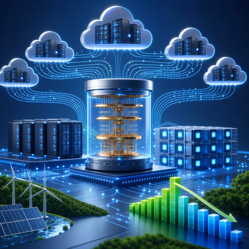 Computación cuántica mejorando eficiencia energética procesamiento datos en nubes distribución carga trabajo