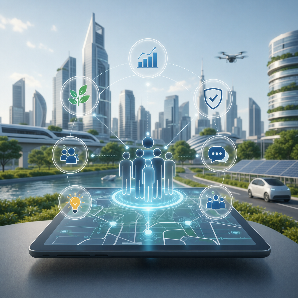 Representar una plataforma digital de participación ciudadana en una ciudad inteligente moderna