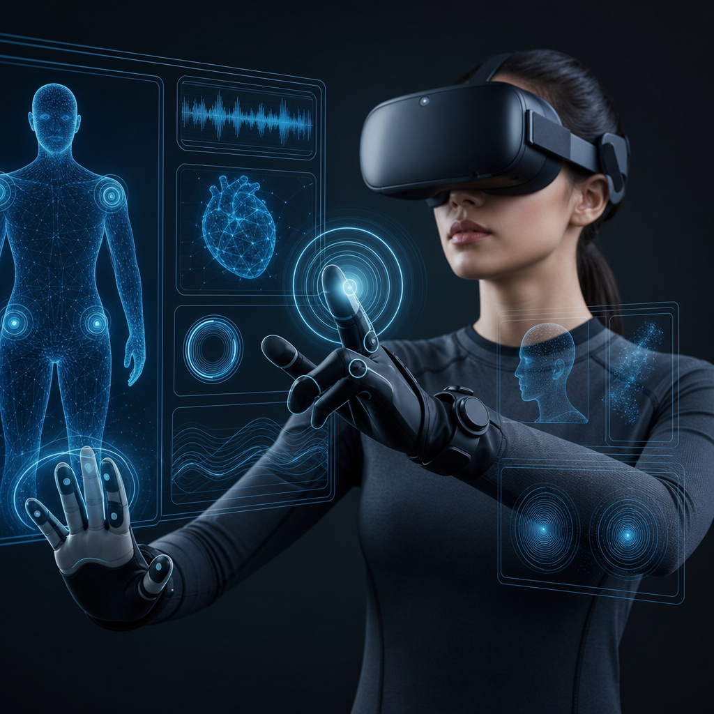 Futurista interfaz de usuario incorpora datos biométricos para personalización háptica en realidad virtual