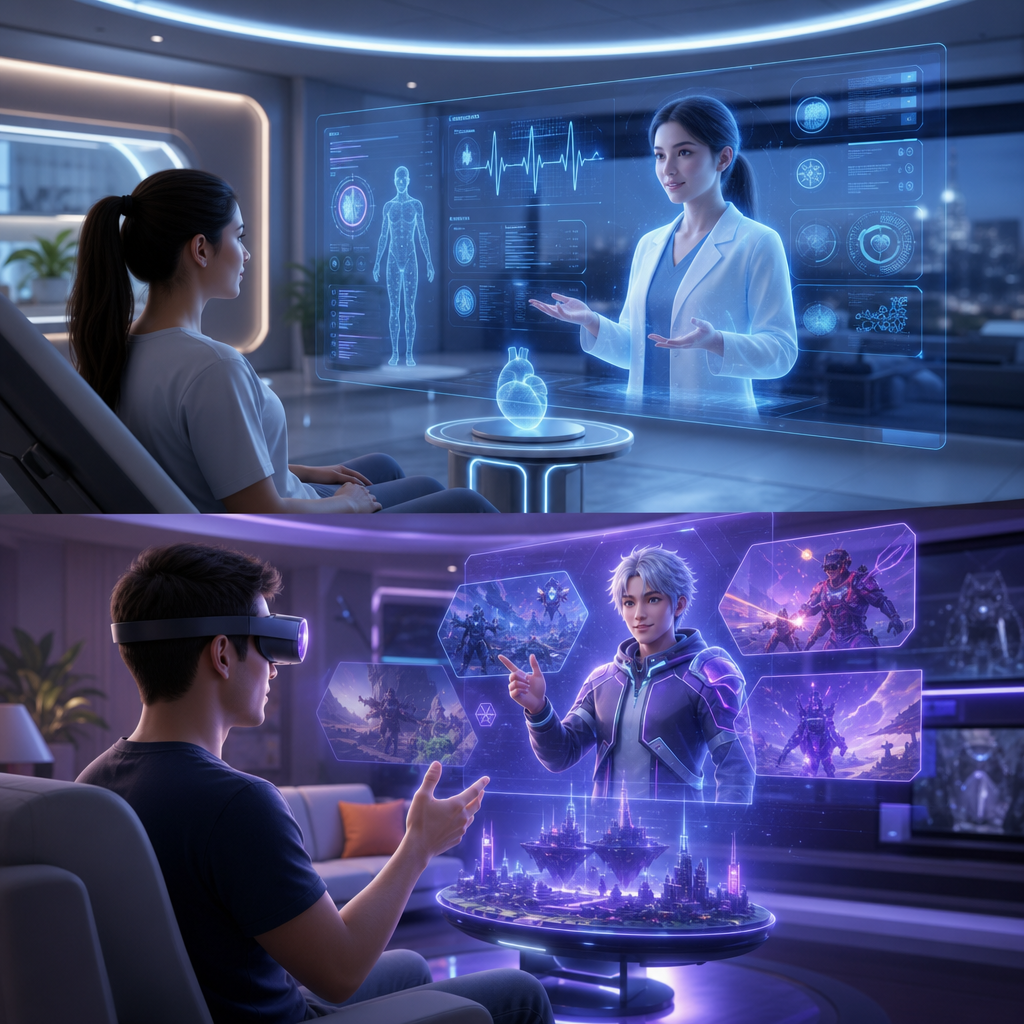 Visión futurista de Cloud Avatars aplicados en salud digital y entretenimiento con interfaces holográficas
