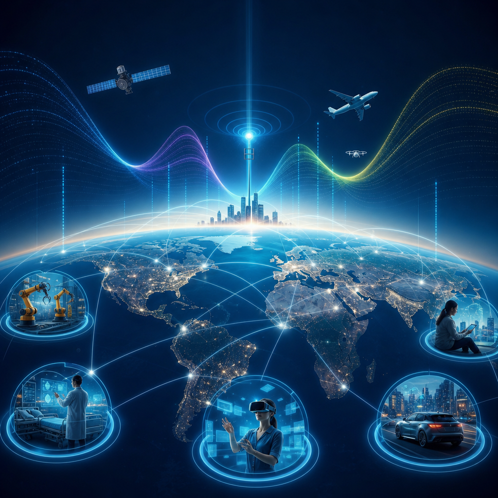 Futuro de las telecomunicaciones globales con tecnologías de frecuencia adaptativa ofreciendo nuevas oportunidades de negocio