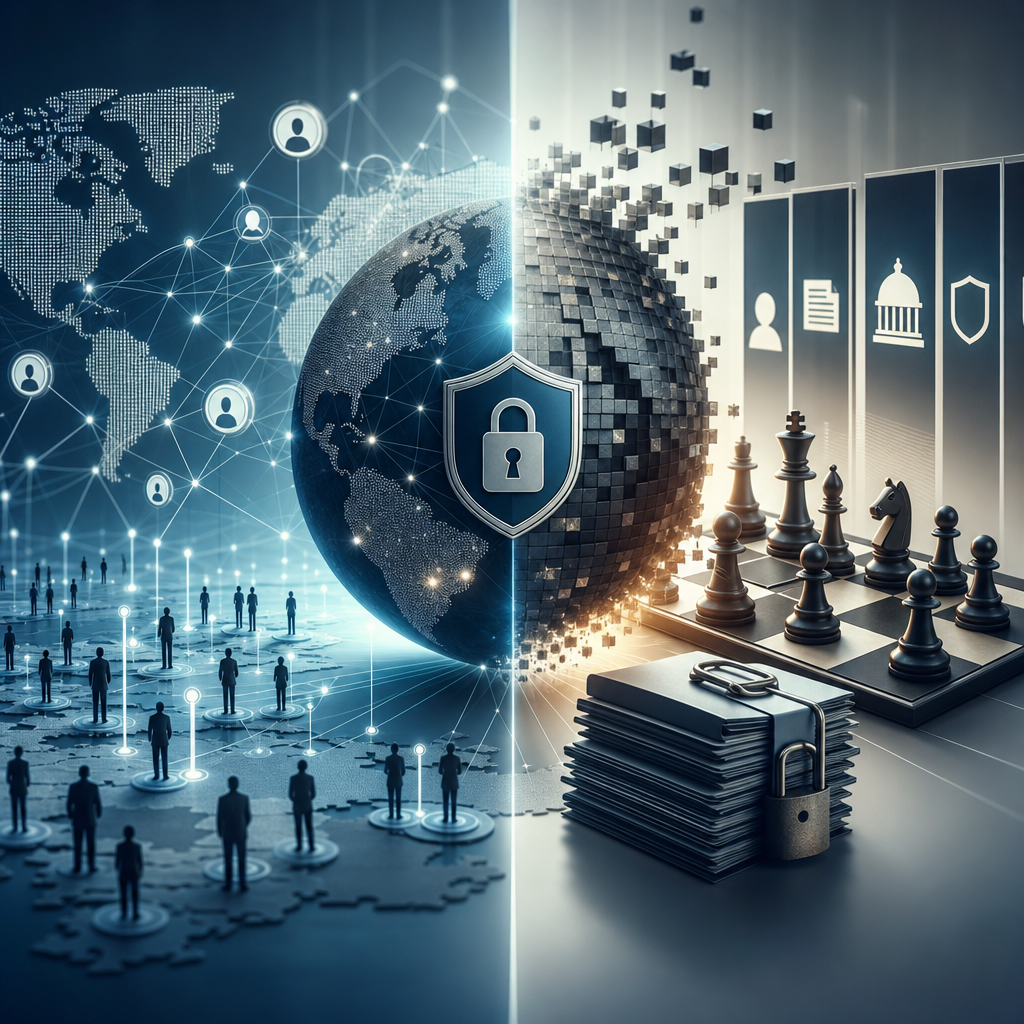 Desafíos de la cibergeografía ilustrados con privacidad y políticas de datos en juego visual dinámico